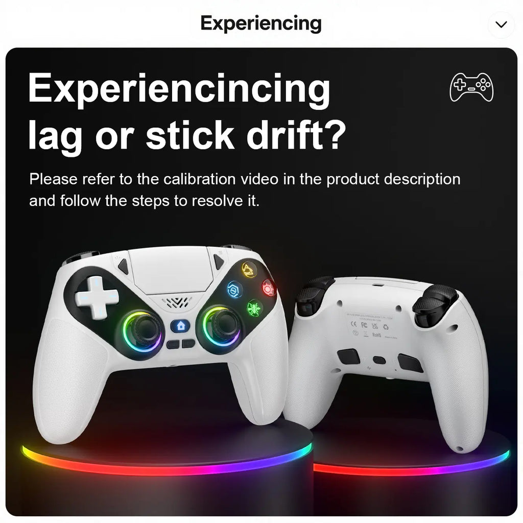 Wireless Gaming Controller Pro for PS5 with LED RGB Light– Compatible with Playstation 5,Dual Vibration, Motion Sensing, Programmable Buttons & 1000Mah Fast-Charging Battery