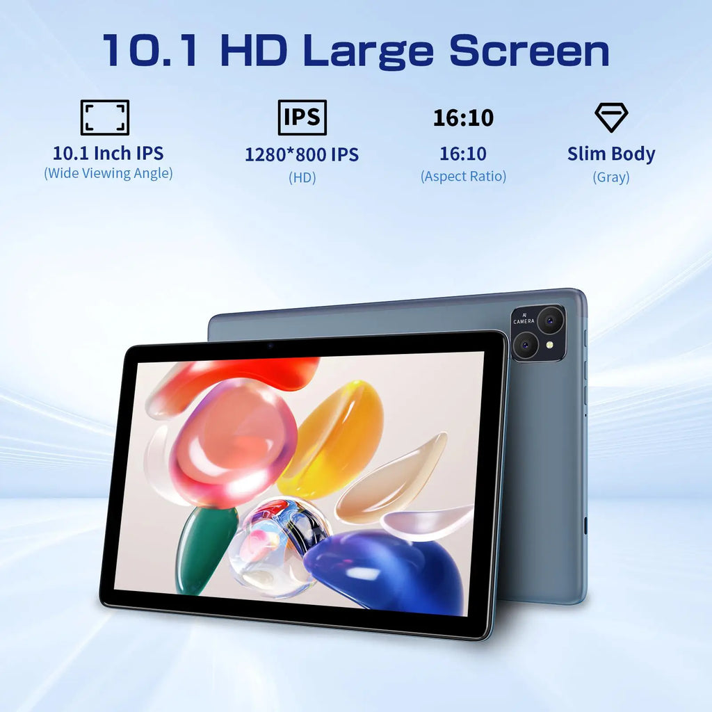 10.1 Inch Android 14 Tablet, Large Screen Entertainment Office Dual Channel Speaker Tablet, HD Screen Tablet with 128G Storage, 2.4G/5G Wifi Wireless Tablet, Portable Tablet, Dual Camera Tablet