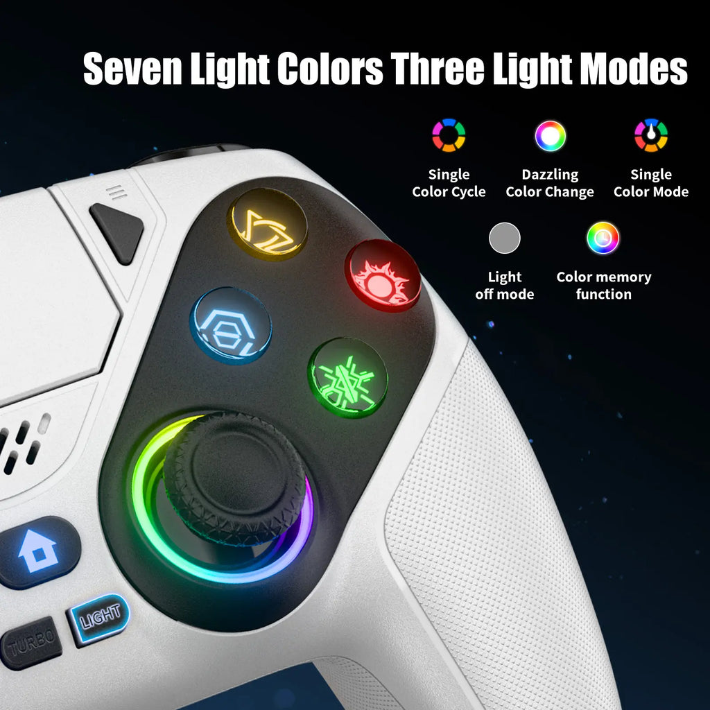 Wireless Gaming Controller Pro for PS5 with LED RGB Light– Compatible with Playstation 5,Dual Vibration, Motion Sensing, Programmable Buttons & 1000Mah Fast-Charging Battery