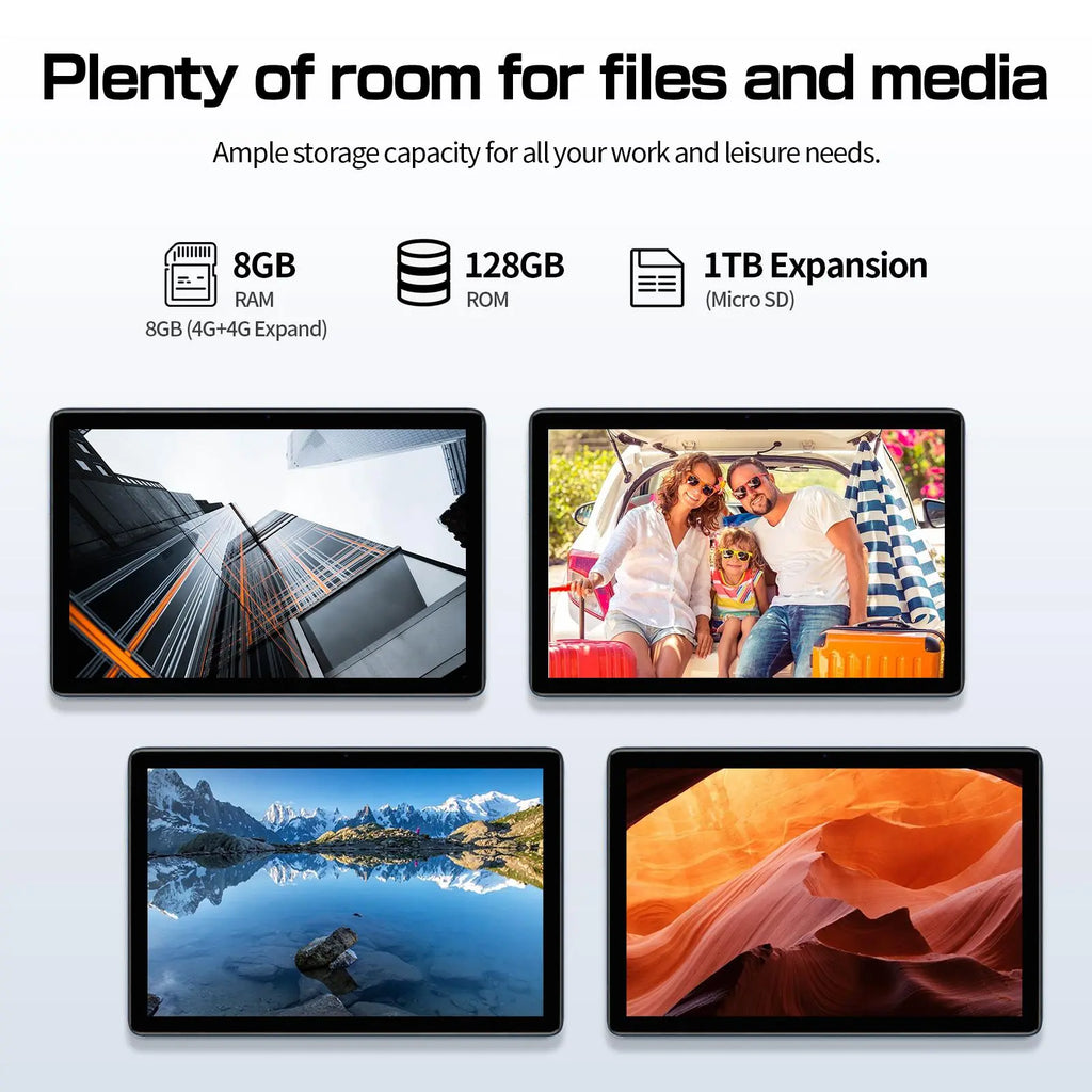 10.1 Inch Android 14 Tablet, Large Screen Entertainment Office Dual Channel Speaker Tablet, HD Screen Tablet with 128G Storage, 2.4G/5G Wifi Wireless Tablet, Portable Tablet, Dual Camera Tablet