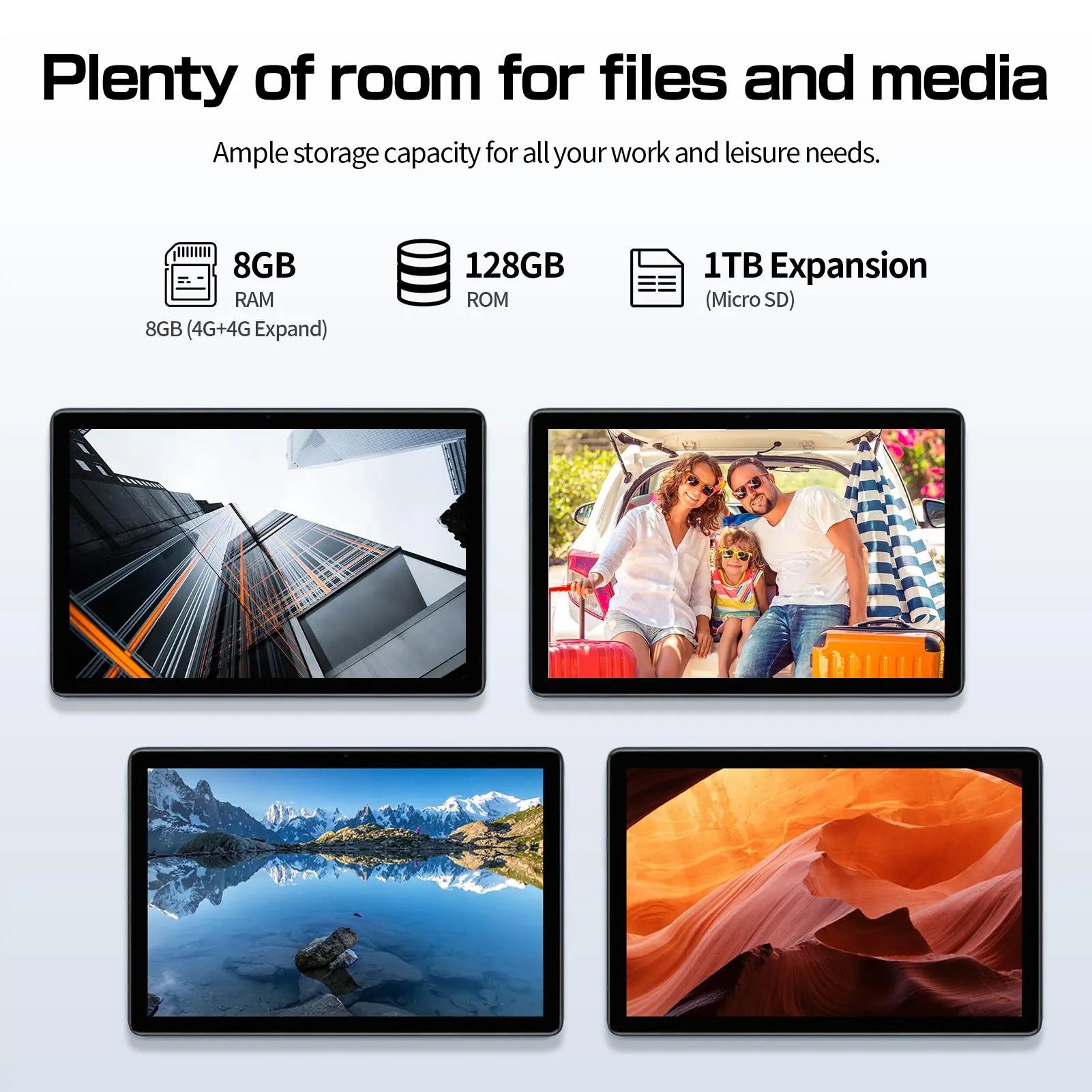 10.1 Inch Android 14 Tablet, Large Screen Entertainment Office Dual Channel Speaker Tablet, HD Screen Tablet with 128G Storage, 2.4G/5G Wifi Wireless Tablet, Portable Tablet, Dual Camera Tablet