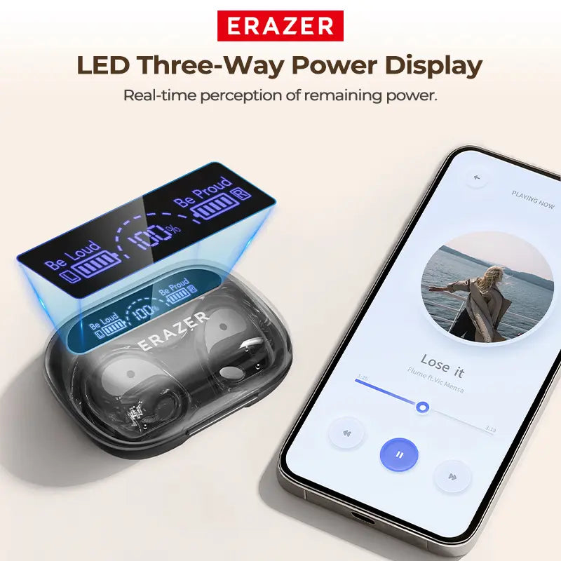 ERAZER XP18 Powerbank Earbuds,Can Charge Phones,Wireless Bluetooth Headphones, Bluetooth 6.0, OWS Earphones , Sports Headphones, High Sound Quality Headphone, Daily Waterproof Wear Comfortable for Daily Calls Compatible with Android/Ios