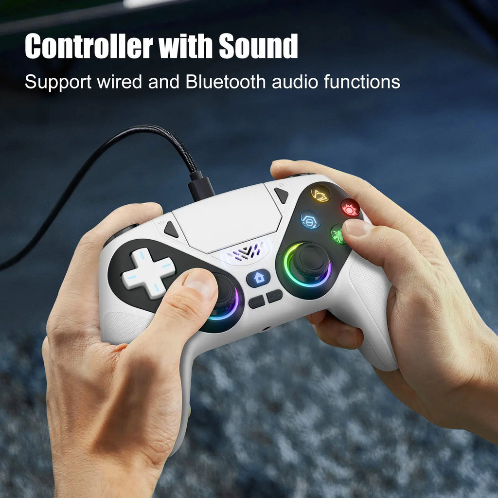 Wireless Gaming Controller Pro for PS5 with LED RGB Light– Compatible with Playstation 5,Dual Vibration, Motion Sensing, Programmable Buttons & 1000Mah Fast-Charging Battery