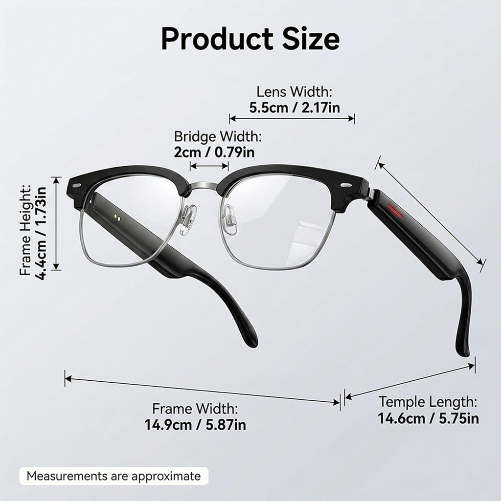 AI Smart Glasses, 164 Language Translation Glasses, Bluetooth Glasses with Speakers for Music and Calls, Photochromic Lenses, 170Mah Battery for Men Women, Travel, Work and Sports