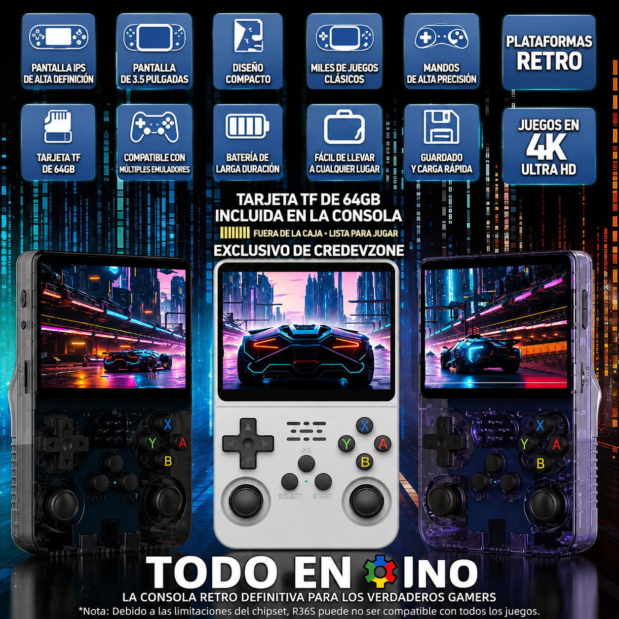 Consola Portátil R36S con Doble Tarjeta – Más de 20.000 Juegos Incluidos