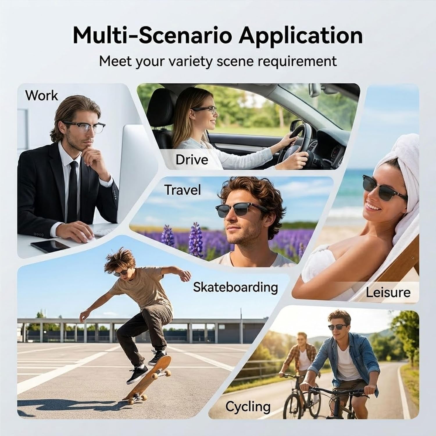 AI Smart Glasses, 164 Language Translation Glasses, Bluetooth Glasses with Speakers for Music and Calls, Photochromic Lenses, 170Mah Battery for Men Women, Travel, Work and Sports