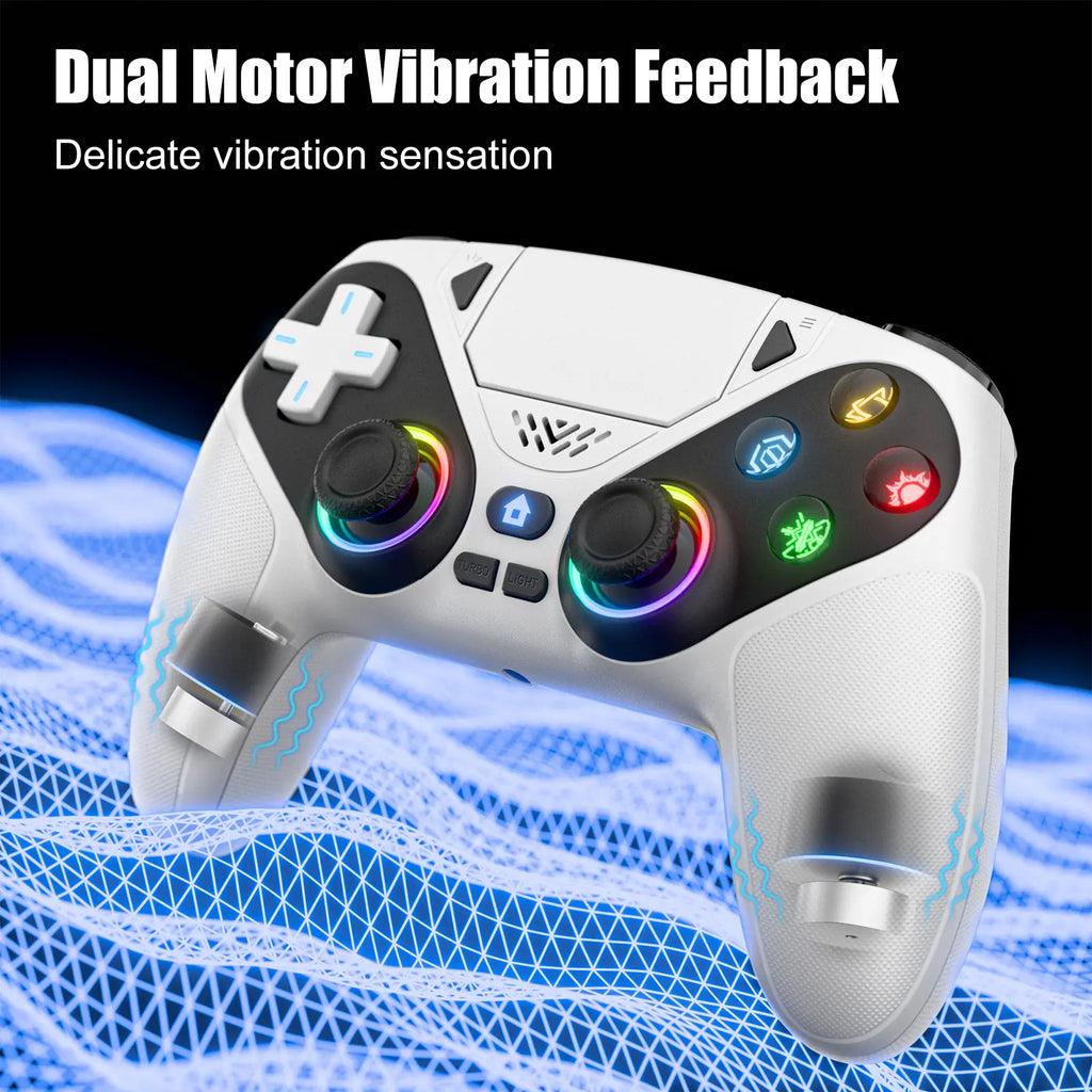 Wireless Gaming Controller Pro for PS5 with LED RGB Light– Compatible with Playstation 5,Dual Vibration, Motion Sensing, Programmable Buttons & 1000Mah Fast-Charging Battery