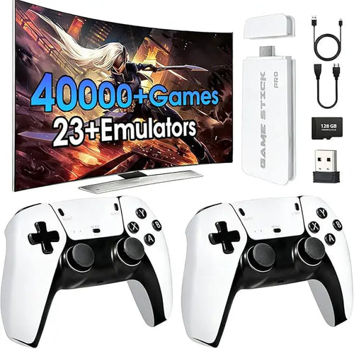 Retro Mass Games Console (No PS2/N64) - Tech Gadgets, 40000+ Built-In Games, 19 Emulators, 2 Wireless Controllers, HD Output, 128GB SD Card, Portable Gaming System - Father'S Day Gifts for Kids & Adults