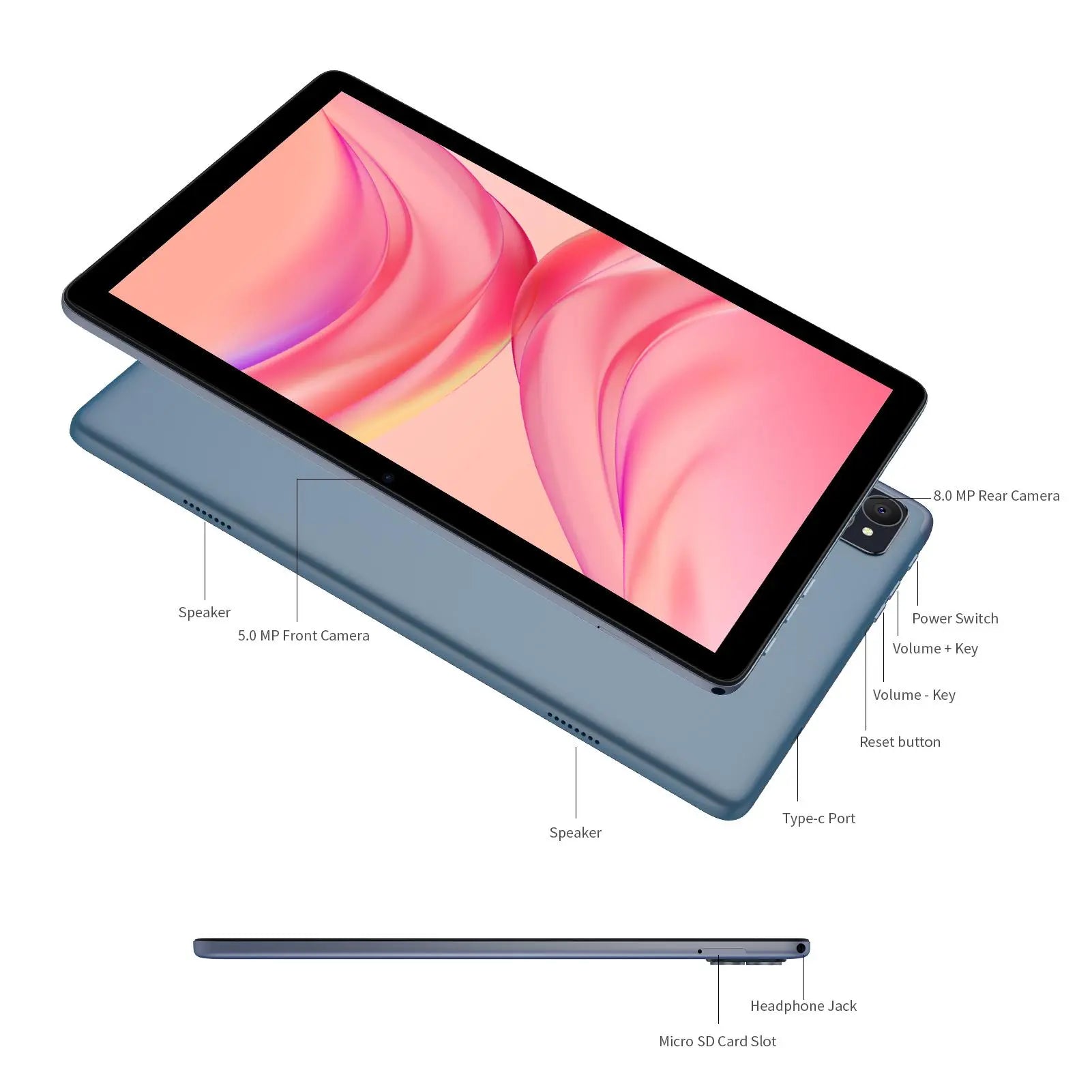 10.1 Inch Android 14 Tablet, Large Screen Entertainment Office Dual Channel Speaker Tablet, HD Screen Tablet with 128G Storage, 2.4G/5G Wifi Wireless Tablet, Portable Tablet, Dual Camera Tablet